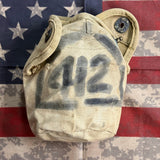 Original WWII USMC M1941 / P41 2nd Pattern Canteen Cover – Lift-the-Dot, Khaki Canvas, UNIS-Style Marked 412 — view 1