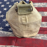 Original WWII USMC M1941 / P41 2nd Pattern Canteen Cover – Lift-the-Dot, Khaki Canvas, UNIS-Style Marked 412 — view 3