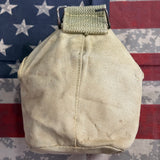 Original WWII USMC M1941 / P41 2nd Pattern Canteen Cover – Lift-the-Dot, Khaki Canvas, UNIS-Style Marked 412 — view 4