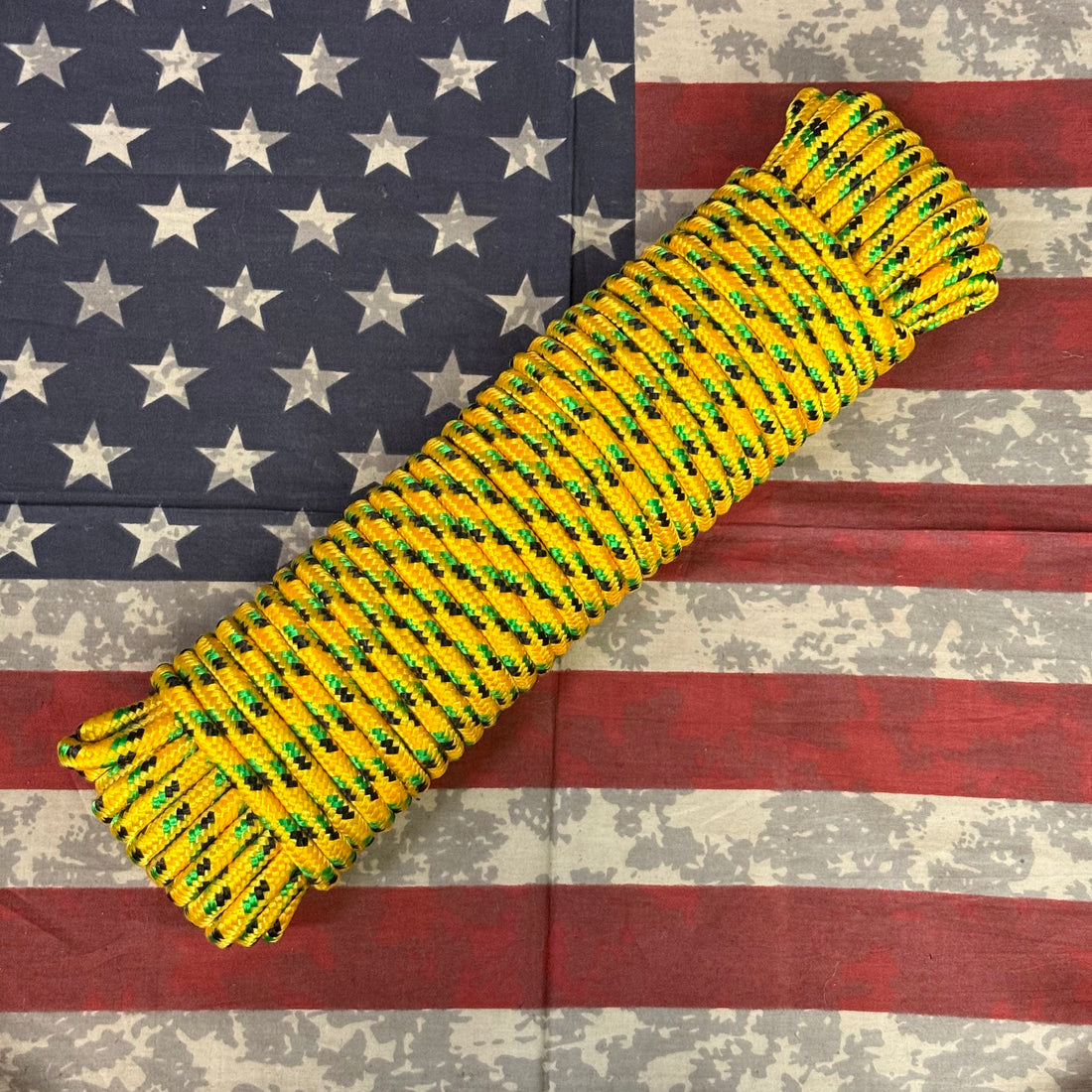3/8" Poly Rope · 100 Ft · Yellow/Red Diamond Braid